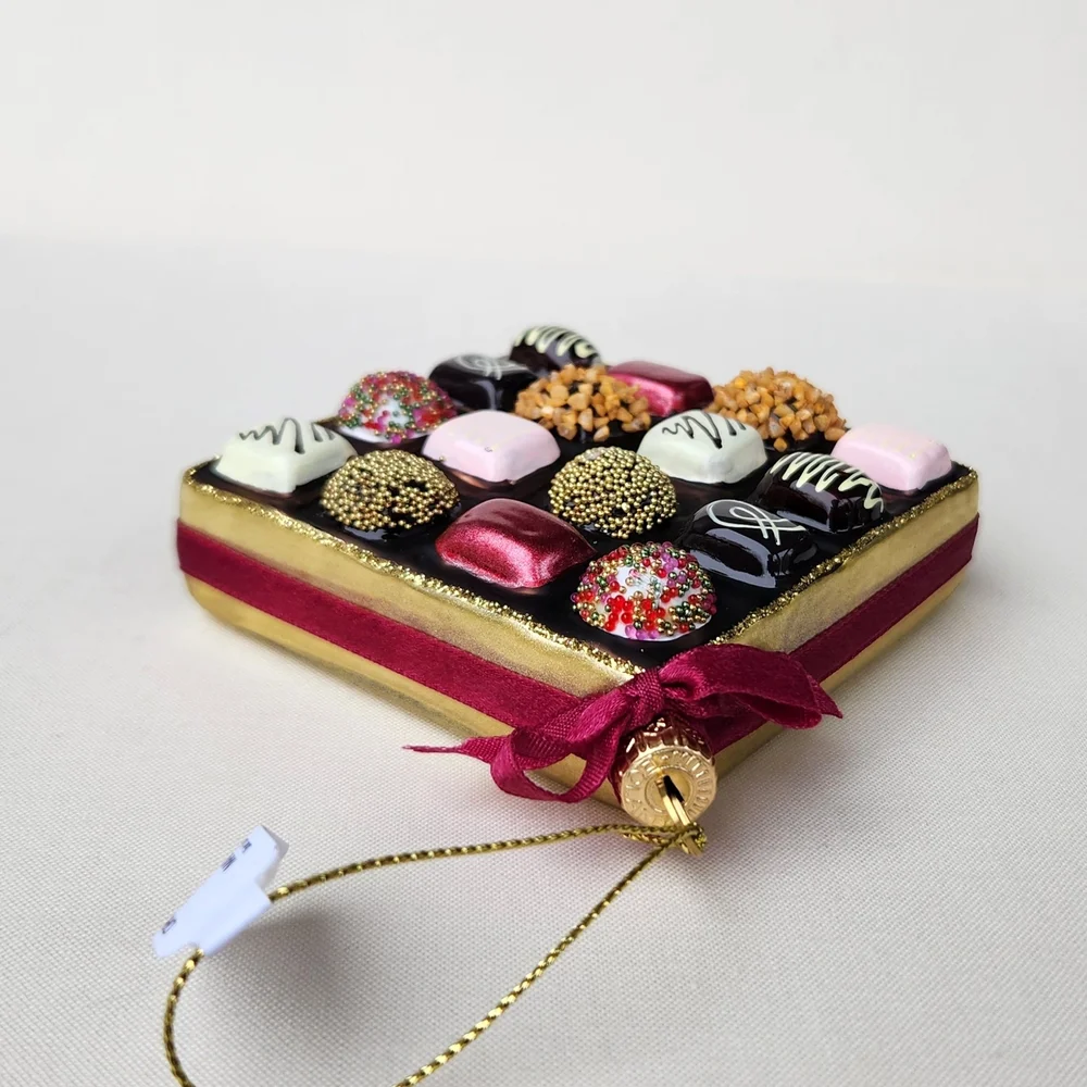Sur La Table Chocolate Box Glass Ornament, 3.25